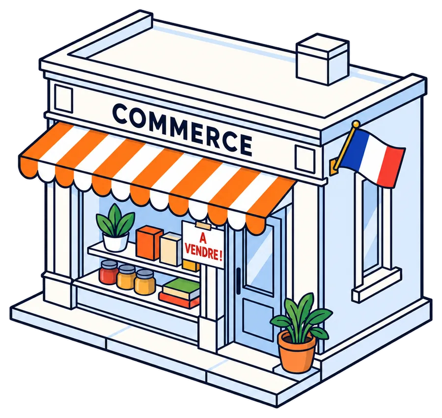 Commerce avec une affiche « À vendre » en vitrine